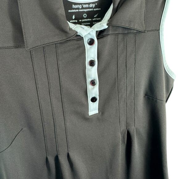 Tehama Brown Collared Sleeveless 1/4 Button Stretchy Athletic Polo Top Size XS - Picture 3 of 6